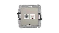 ICON Mechanizm gniazda antenowego poj. typu F (SAT) + gniazda komp. poj. 1xRJ45, kat. 5e, 8-stykowy, bez opisu taupe 60IGFKBO-1