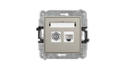 ICON Mechanizm gniazda antenowego poj. typu F (SAT) + gniazda komp. poj. 1xRJ45, kat. 6, 8-stykowy taupe 60IGFK-3