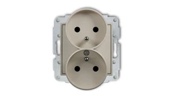 ICON Mechanizm gniazda podwójnego do ramki z uziemieniem 2x(2P+Z) (przesłony torów prądowych) taupe 60IGPR-2zp