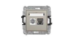 ICON Mechanizm gniazda antenowego poj. typu F (SAT) + gniazda komp. poj. 1xRJ45, kat. 6 ekranowany, 8-stykowy taupe 60IGFK-5
