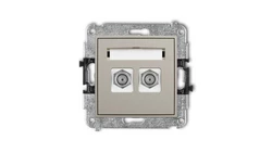 ICON Mechanizm gniazda antenowego podwójnego typu F (SAT) niklowany taupe 60IGF-2