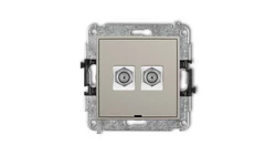 ICON Mechanizm gniazda antenowego podwójnego typu F (SAT) niklowany, bez pola opisowego taupe 60IGFBO-2
