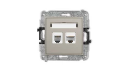 ICON Mechanizm gniazda telefonicznego poj. 1xRJ11 + komputerowego poj. 1xRJ45, kat. 5e, 8-stykowy, beznarzędziowe taupe 60IGTK