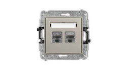 ICON Mechanizm gniazda komputerowego podwójnego 2xRJ45, kat. 8, ekranowany, 8-stykowy taupe 60IGK-12