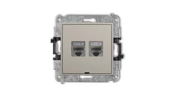 ICON Mechanizm gniazda komputerowego podwójnego 2xRJ45, kat. 8, ekranowany, 8-stykowy, bez pola opisowego taupe 60IGKBO-12