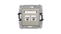 ICON Mechanizm gniazda komputerowego podwójnego 2xRJ45, kat. 6A, 8-stykowy taupe 60IGK-8