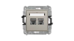 ICON Mechanizm gniazda komputerowego podwójnego 2xRJ45, kat. 6, ekranowany, 8-stykowy taupe 60IGK-6