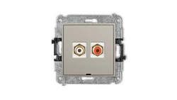 ICON Mechanizm gniazda podwójnego RCA, bez pola opisowego (typu cinch - biały i czerwony, pozłacany) taupe 60IGRCABO-2
