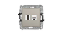ICON Mechanizm gniazda pojedynczego HDMI 2.0, 4K + gniazda komp. poj. 1xRJ45, kat. 5e, 8-stykowy, bez opisu taupe 60IGHKBO