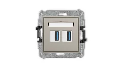ICON Mechanizm gniazda podwójnego 2xUSB A-A 3.0 taupe 60IGUSB-6
