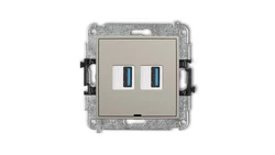 ICON Mechanizm gniazda podwójnego 2xUSB A-A 3.0, bez pola opisowego taupe 60IGUSBBO-6