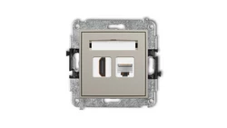 ICON Mechanizm gniazda pojedynczego HDMI 2.0, 4K + gniazda komp. poj. 1xRJ45, kat. 5e, 8-stykowy taupe 60IGHK