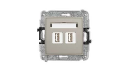 ICON Mechanizm gniazda podwójnego 2xUSB A-A 2.0 taupe 60IGUSB-2