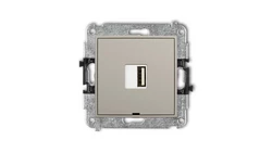 ICON Mechanizm ładowarki USB pojedynczej USB A, 10W max., 5V, 2A, bez pola opisowego taupe 60ICUSBBO-3