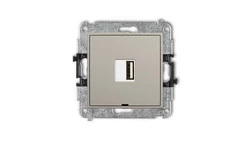 ICON Mechanizm ładowarki USB pojedynczej USB A, 5W max., 5V, 1A, bez pola opisowego taupe 60ICUSBBO-1