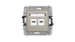 ICON Mechanizm gniazda podwójnego 2xUSB C-C taupe 60IGUSB-8