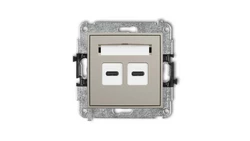 ICON Mechanizm ładowarki USB podwójnej 2xUSB C, 20W max. taupe 60ICUSB-7