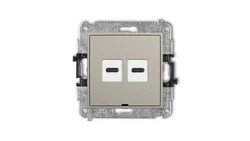 ICON Mechanizm ładowarki USB podwójnej 2xUSB C, 20W max., bez pola opisowego taupe 60ICUSBBO-7
