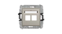 ICON Mechanizm gniazda multimedialnego podwójnego bez modułu (standard Keystone) taupe 60IGM-2P