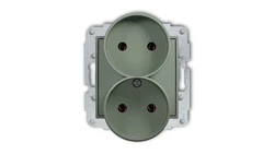 ICON Mechanizm gniazda podwójnego do ramki bez uziemienia 2x2P (bez przesłon torów prądowych) szałwiowy 61IGPR-2