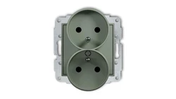 ICON Mechanizm gniazda podwójnego do ramki z uziemieniem 2x(2P+Z) (przesłony torów prądowych) szałwiowy 61IGPR-2zp