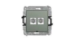 ICON Mechanizm gniazda antenowego podwójnego typu F (SAT) niklowany, bez pola opisowego szałwiowy 61IGFBO-2