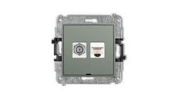 ICON Mechanizm gniazda antenowego F (SAT) + gniazda komp. poj. 1xRJ45, kat. 5e, 8-stykowy, bez opisu szałwiowy 61IGFKBO-1