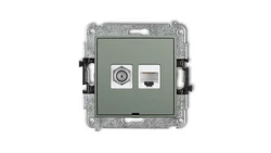 ICON Mechanizm gniazda antenowego F (SAT) + gniazda komp. poj. 1xRJ45, kat. 6, 8-stykowy, bez opisu szałwiowy 61IGFKBO-3