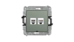 ICON Mechanizm gniazda telefonicznego 1xRJ11 + komp. poj. 1xRJ45 kat. 5e 8-stykowy, beznarzędziowe, bez opisu szałwiowy 61IGTKBO