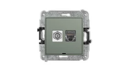 ICON Mechanizm gniazda antenowego F (SAT) + gniazda komp. 1xRJ45, kat. 6 ekranowany, 8-stykowy, bez opisu szałwiowy 61IGFKBO-5