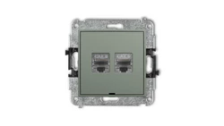 ICON Mechanizm gniazda komputerowego podwójnego 2xRJ45, kat. 8, ekranowany, 8-stykowy, bez pola opisowego szałwiowy 61IGKBO-12