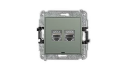 ICON Mechanizm gniazda komputerowego podwójnego 2xRJ45, kat. 7, ekranowany, 8-stykowy, bez pola opisowego szałwiowy 61IGKBO-10