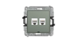 ICON Mechanizm gniazda komputerowego podwójnego 2xRJ45, kat. 6A, 8-stykowy, bez pola opisowego szałwiowy 61IGKBO-8