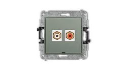 ICON Mechanizm gniazda podwójnego RCA, bez pola opisowego (typu cinch - biały i czerwony, pozłacany) szałwiowy 61IGRCABO-2