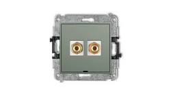 ICON Mechanizm gniazda głośnikowego poj., bez opisu (banan - czerwony i czarny, pozłacany, 4 mm2, skręcany) szałwiowy 61IGGBO-4