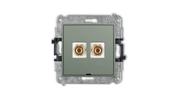 ICON Mechanizm gniazda głośnikowego poj. bez opisu (banan - czerwony i czarny, pozłacany, 4 mm2, do lut.) szałwiowy 61IGGBO-3