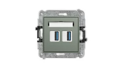 ICON Mechanizm gniazda podwójnego 2xUSB A-A 3.0 szałwiowy 61IGUSB-6