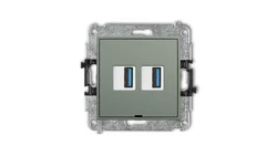 ICON Mechanizm gniazda podwójnego 2xUSB A-A 3.0, bez pola opisowego szałwiowy 61IGUSBBO-6