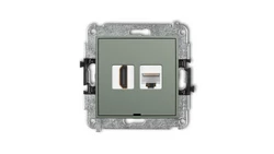ICON Mechanizm gniazda pojedynczego HDMI 2.0, 4K + gniazda komp. poj. 1xRJ45, kat. 5e, 8-stykowy, bez opisu szałwiowy 61IGHKBO