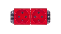 MOSAIC Gniazdo podwójne z/u 16A z blokadą czerwone 077342