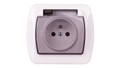 Simon Akord Gniazdo bryzgoszczelne z/u IP44 z przesłoną torów i klapką dymną białe AGZ1Bze/11a