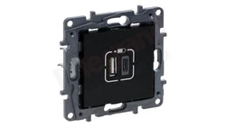 NILOE STEP - GNIAZDO USB 3A TYP A+C - MECHANIZM Z PLAKIETKĄ KOLOR CZARNY 863540