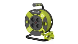 Przedłużacz bębnowy 4-gniazdowy H05VV-F 3G1.0, 20m lemonkowo-czarny / 24621