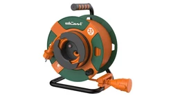 Przedłużacz bębnowy 1-gniazdowy H05VV-F2x1,0 22+3m nawinięty na bęben zielono-pomarańczowy / 24629