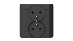 Gniazdo podtynkowe z uziemieniem podwójne, Silva, czarne / 46221