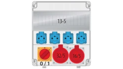 Rozdzielnica R-BOX LUX 320 13S: 1x32A/5P, 1x16A/5P, 4x250V, 1x0/1 40A, B.18.320-5W