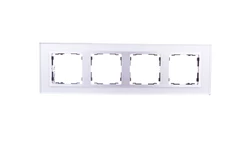 Simon 82 Ramka poczwórna pozioma szklana srebro/ ramka pośrednia aluminium mat 82947-62