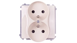 Simon Basic Gniazdo podwójne z/u 16A IP20 z przesłoną torów beżowe BMGZ2Mz.01/12
