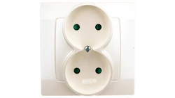 KARO Gniazdo podwójne b/u z przesłonami ecru perłowy GP-2SP/42