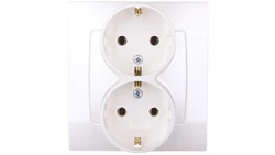 KARO Gniazdo podwůjne z/u Schuko ecru per?owy GP-2SS/42